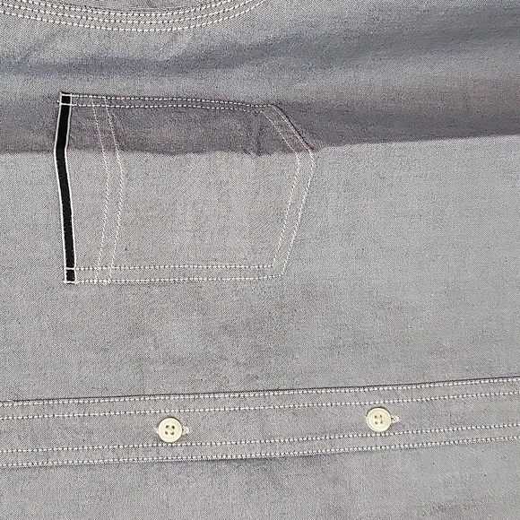 Ross&Freckle Men's 100% Cotton Chambray Standard fit Rolling-up Long Sleeve - Picture 5 of 14